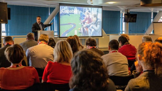 Dave Perry presenting to Transforming Together in Cardiff